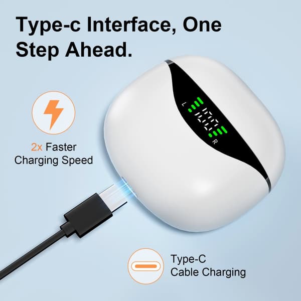 INF Trådløse 5.4 Bluetooth-ørepropper DP4 Lang batterilevetid Hvid