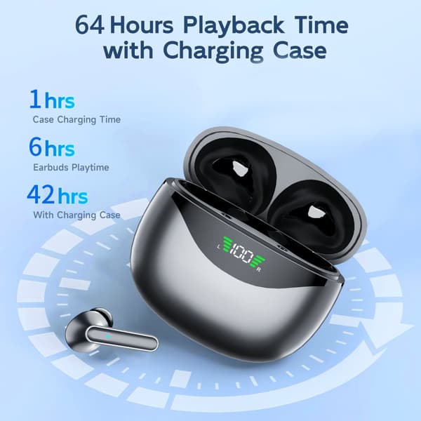 INF Langattomat 5.4 Bluetooth -kuulokkeet DP4, pitkä akunkesto Musta