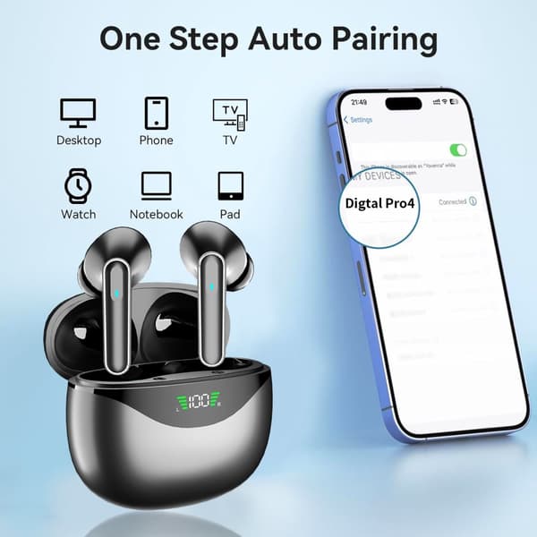 INF Langattomat 5.4 Bluetooth -kuulokkeet DP4, pitkä akunkesto Musta