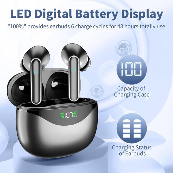 INF Langattomat 5.4 Bluetooth -kuulokkeet DP4, pitkä akunkesto Musta