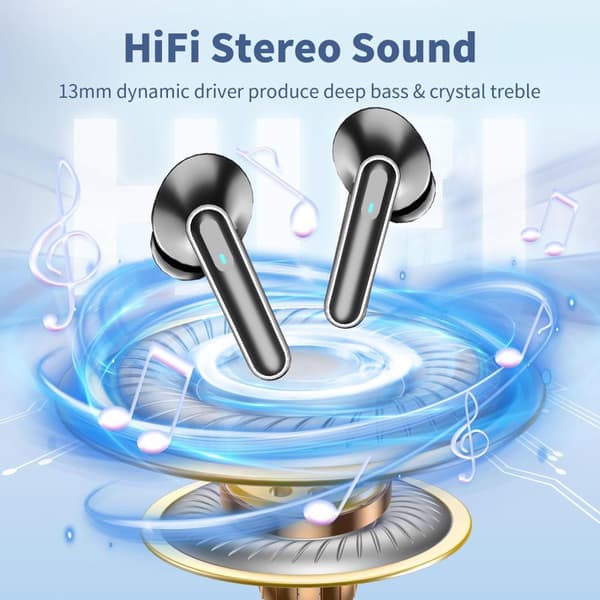 INF Langattomat 5.4 Bluetooth -kuulokkeet DP4, pitkä akunkesto Musta