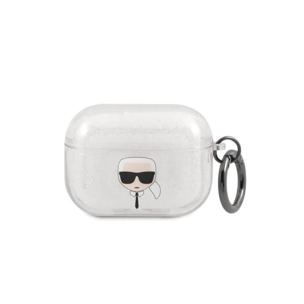 Fodral till Airpods Pro Glitter Chic i högkvalitativ TPU Karl Lagerfeld Silver