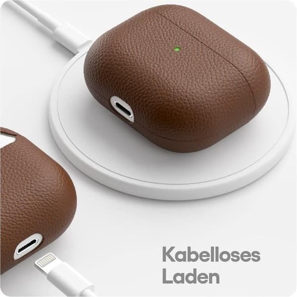 Skyddsetui - KEYBUDZ - Apple AirPods 3 - Äkta läder - Brun - Stötbeständig