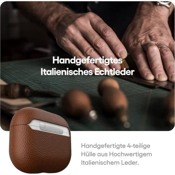 Skyddsetui - KEYBUDZ - Apple AirPods 3 - Äkta läder - Brun - Stötbeständig