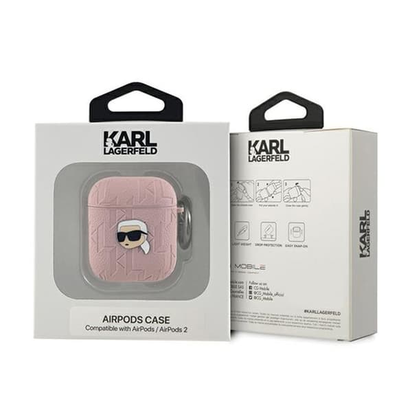 AirPods 1/2 generations fodral (rosa) Karl Lagerfeld Monogram Karl Head