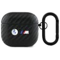 Miniatyrbild 1 av 3: Étui för AirPods 4 med BMW-logotyp i kolfiber och dubbelmetall (svart)
