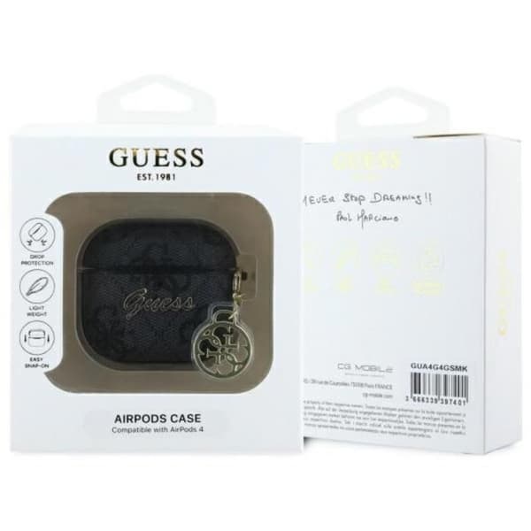 Étui för Apple AirPods 4 - Guess 4G Charm-kollektionen (GUA4G4GSMK) - Svart