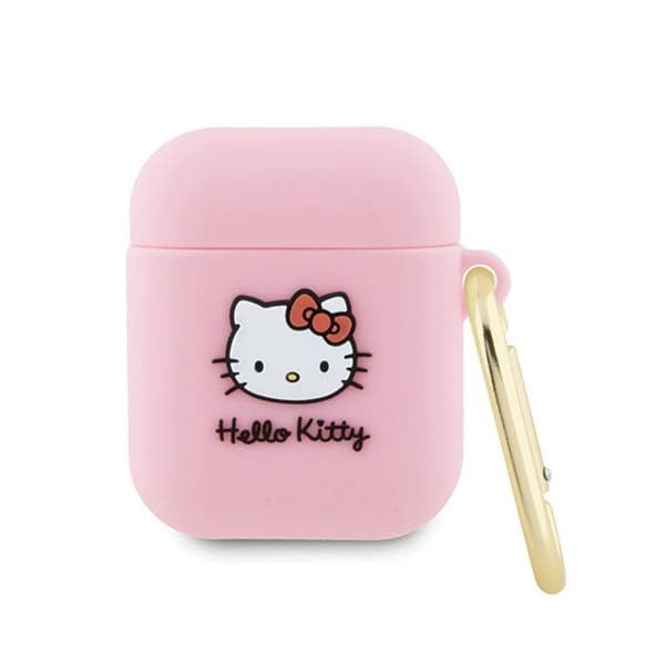 Etui för AirPods 1/2 generation (rosa) Hello Kitty Silikon 3D Kitty Huvud