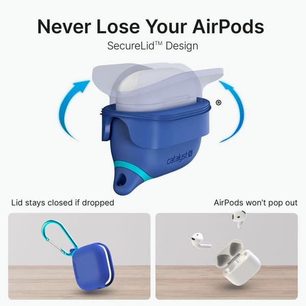 Skydd för Airpods 4 Vattentålig IPX6 med Karbinhake Catalyst Blå