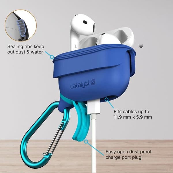 Skydd för Airpods 4 Vattentålig IPX6 med Karbinhake Catalyst Blå