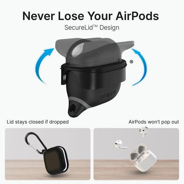 Coque för Airpods 4 Vattentät IPX6 med Karbinhake Catalyst Svart