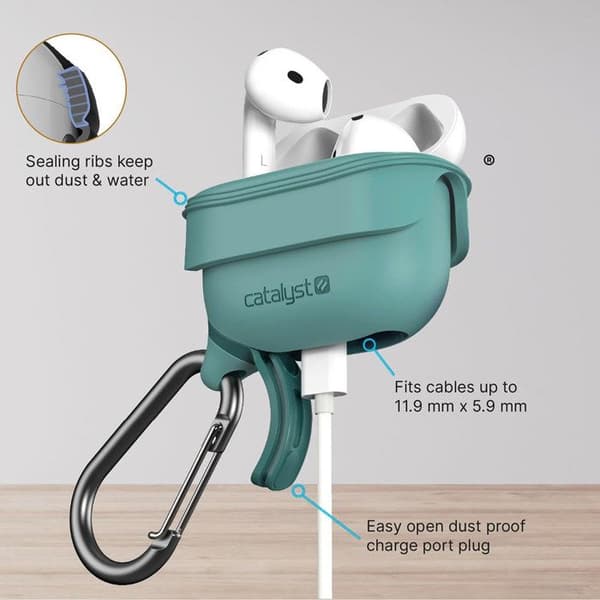 Vattentät IPX6 skal för Airpods 4 med karbinhake Catalyst Grön