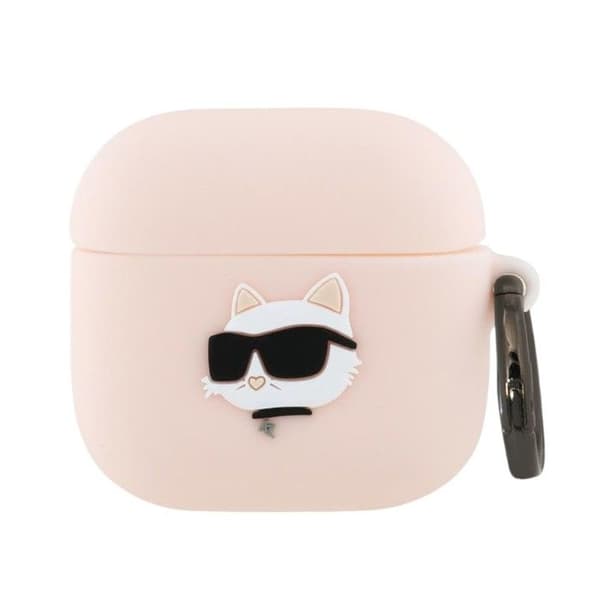 AirPods 4-fodral i silikon Karl Lagerfeld Choupette Head 3D (rosa)