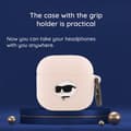 Miniatyrbild 4 av 6: Silicone AirPods 4-fodral av Karl Lagerfeld med 3D-huvud av Karl och Choupette (svart)