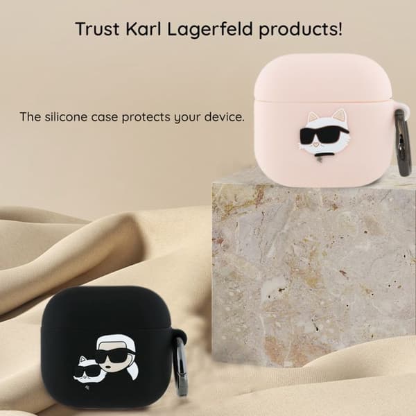 Coque för Apple AirPods 4 - Karl Lagerfeld Silicone Karl Head 3D (KLA4RUNIKK) - Svart