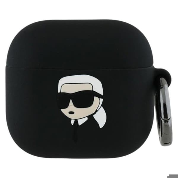 Coque för Apple AirPods 4 - Karl Lagerfeld Silicone Karl Head 3D (KLA4RUNIKK) - Svart