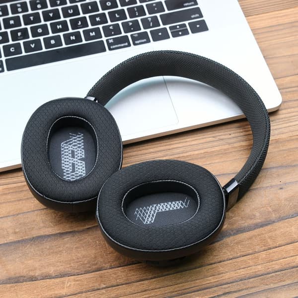 INF Premium Svarta Läder- och Mesh-öronkuddar för JBL LIVE500BTNC