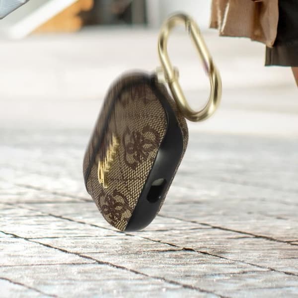 Étui AirPods Pro Hård Design Guess med Präglad Logotyp i Brun