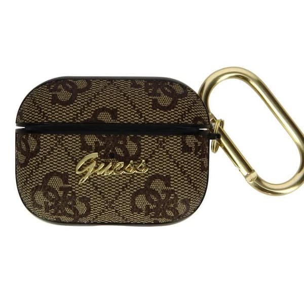 Étui AirPods Pro Hård Design Guess med Präglad Logotyp i Brun