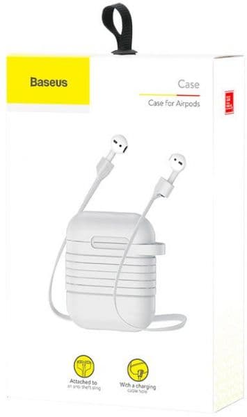 Baseus Airpods Skyddsfodral i Silikon med Magnetiskt Bälte, Vit