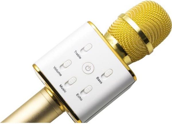 Technaxx BT-X31 Karaoke mikrofon och stereo Bluetooth högtalare Guld, Vit