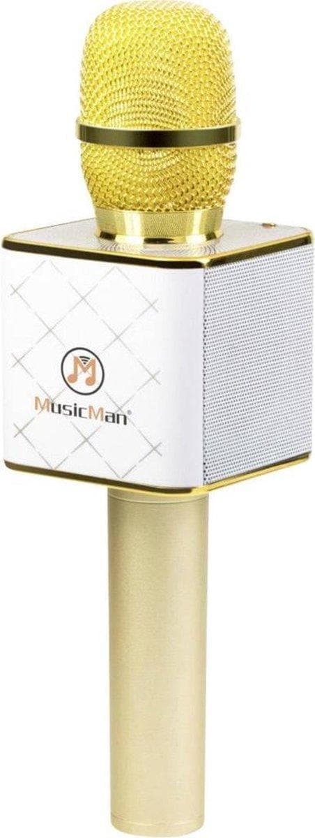 Technaxx BT-X31 Karaoke mikrofon och stereo Bluetooth högtalare Guld, Vit