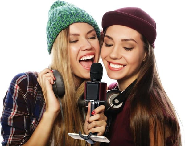 Lenco BMC-090BK - Bluetooth Karaoke mikrofon med högtalare och belysning - Svart