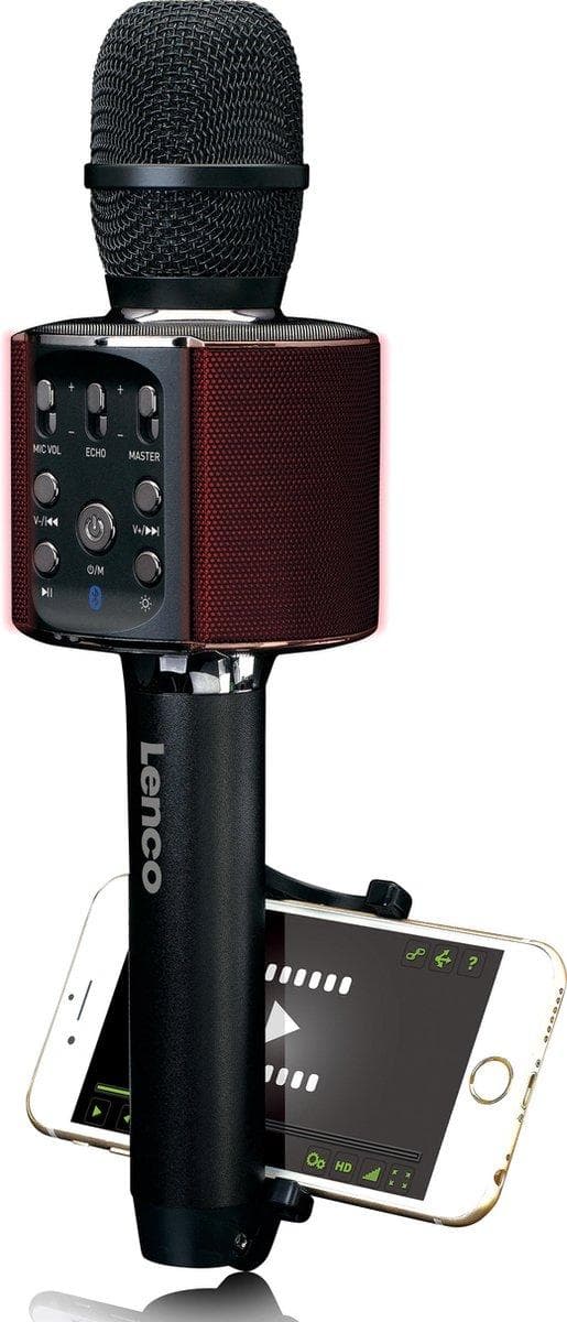 Lenco BMC-090BK - Bluetooth Karaoke mikrofon med högtalare och belysning - Svart