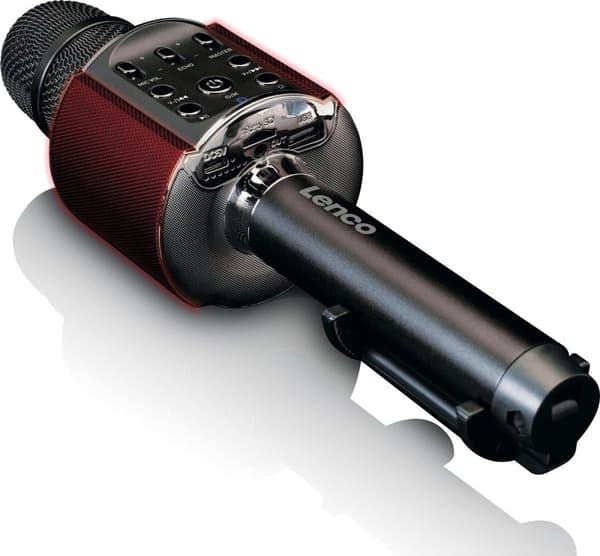 Lenco BMC-090BK - Bluetooth Karaoke mikrofon med högtalare och belysning - Svart
