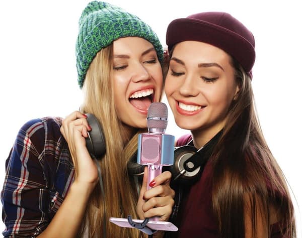 Lenco BMC-090PK - Bluetooth Karaoke mikrofon med högtalare och belysning - Rosa