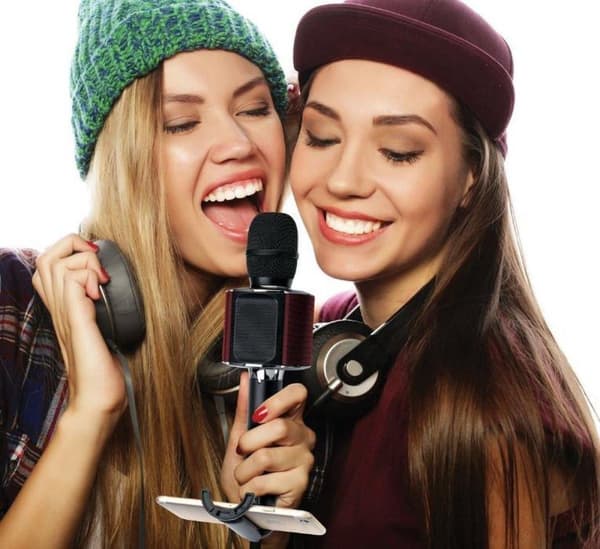 Lenco BMC-090PK - Bluetooth Karaoke mikrofon med högtalare och belysning - Rosa