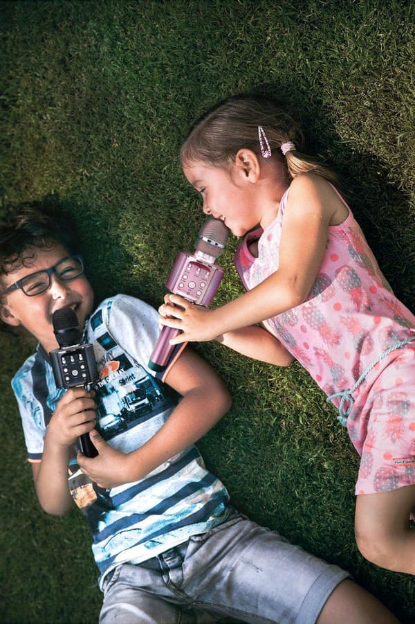 Lenco BMC-090PK - Bluetooth Karaoke mikrofon med högtalare och belysning - Rosa