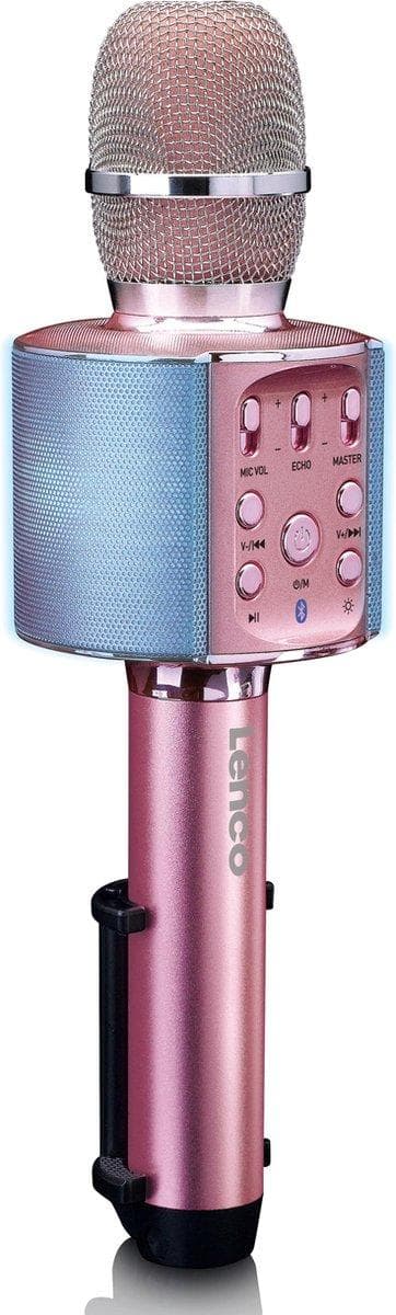Lenco BMC-090PK - Bluetooth Karaoke mikrofon med högtalare och belysning - Rosa