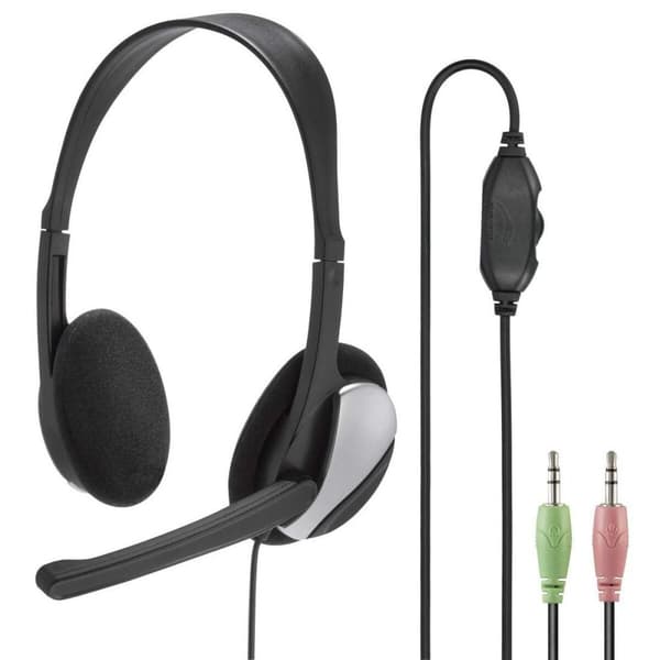 Hovedtelefoner med mikrofon Hama Essential HS 200 Sort Sort/Sølvfarvet