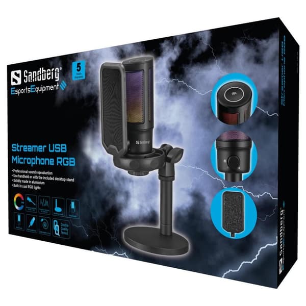 Sandberg Streamer USB-mikrofoni RGB
