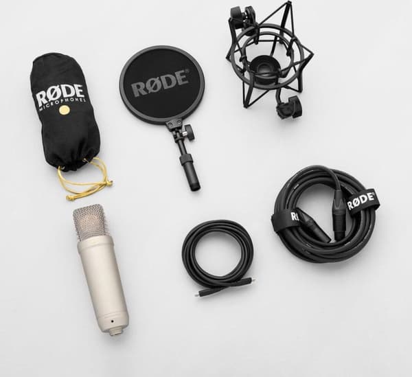 Rode NT1 5:e generationens kondensatormikrofon med stort membran - Silver (NT1GEN5)