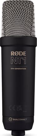 Miniatyrbild 4 av 7: Rode NT1 5:e generationens kondensatormikrofon med stort membran - svart (NT1GEN5B)