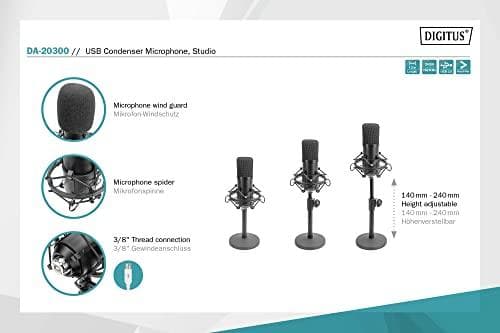 DIGITUS kondensatormikrofon USB 1,5 m 192kHz/24Bit (DA-20300)