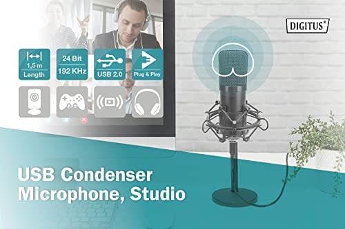 DIGITUS kondensatormikrofon USB 1,5 m 192kHz/24Bit (DA-20300)