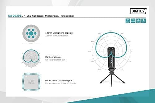 DIGITUS - Mikrofon - Svart (DA-20301)