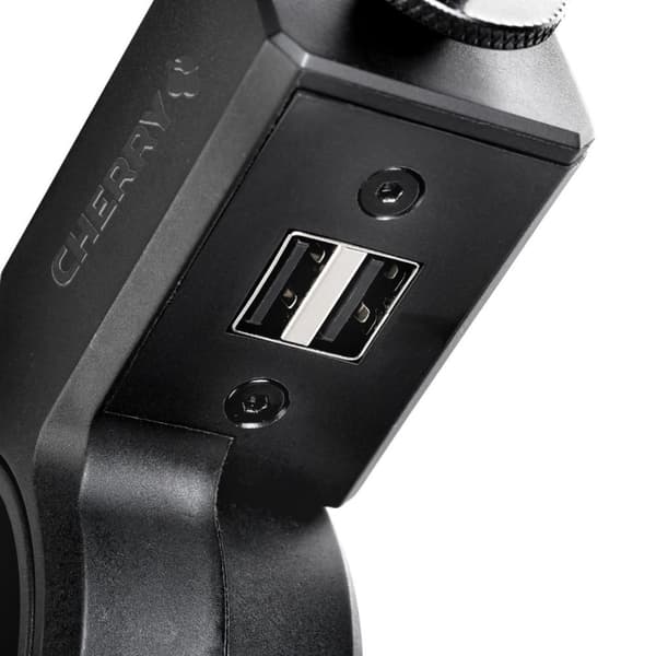 Cherry MA 6.0 UNI USB HUB Mikrofonarm för alla UM-mikrofoner Aluminium i svart med bordsklämma (max 60 mm), USB-hubb med två anslutningar (5V/2A), fri