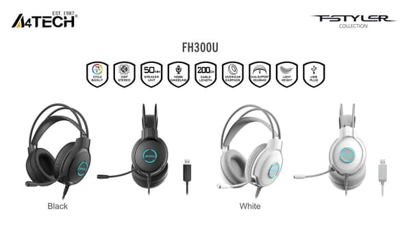 Headphones A4TECH Fstyler FH300U, Black