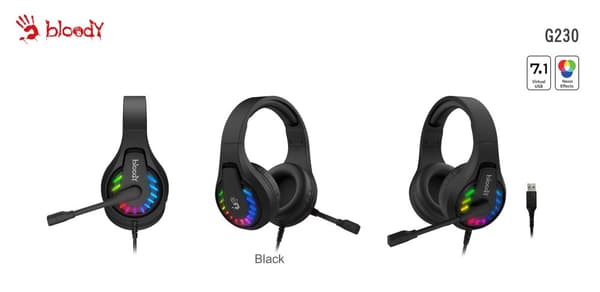 A4tech Gaming Headset with Microphone Bloody G230. 7.1, USB, black