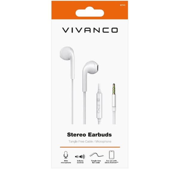 Vivanco headset Stereo Earbuds, vit (61741)