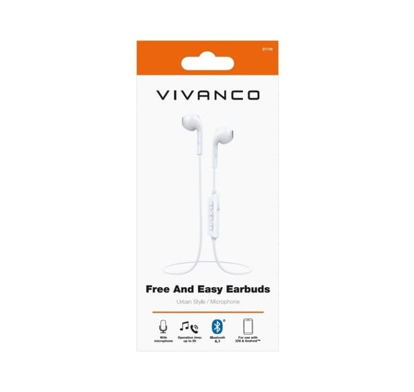Vivanco langattomat kuulokkeet Free&Easy Earbuds, valkoinen (61736)