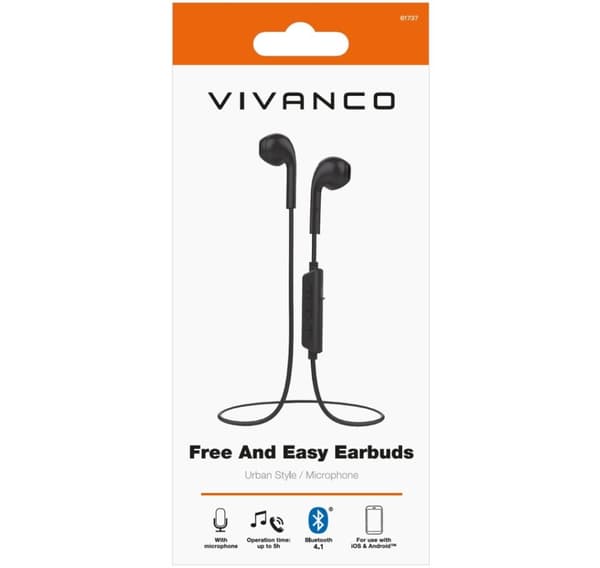 Vivanco trådlösa headset Free&Easy Earbuds, svarta (61737)
