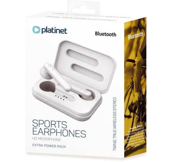 Platinet høretelefoner Sport + ladestation PM1040 Aura, hvid