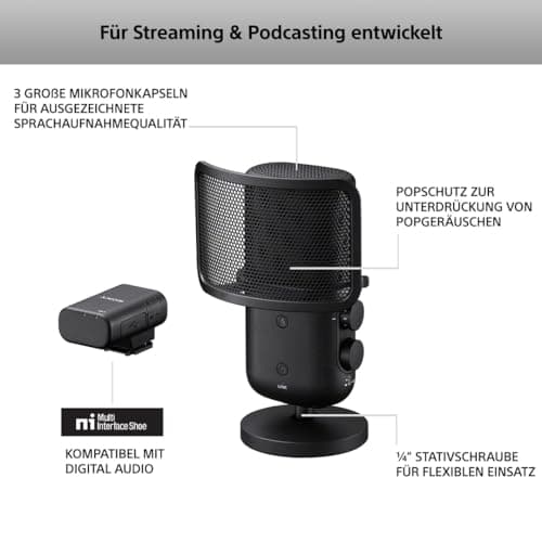 Sony ECM-S1 | ECM-S1 trådløs standmikrofon til podcasts, streaming og møder
