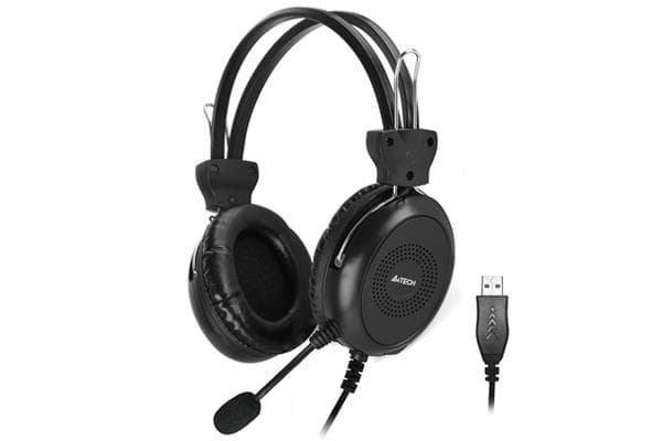 CASTI A4tech, cu fir, standard, utilizare multimedia, microfon pe brat, conectare prin USB 2.0, negru, "HU-30", (timbru verde 0.8 lei)