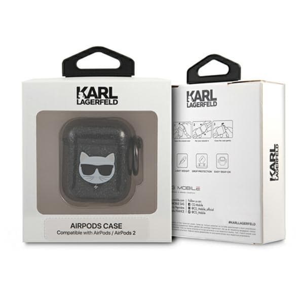 Karl Lagerfeld Choupette Head Glitter - Airpods etui (sort)
